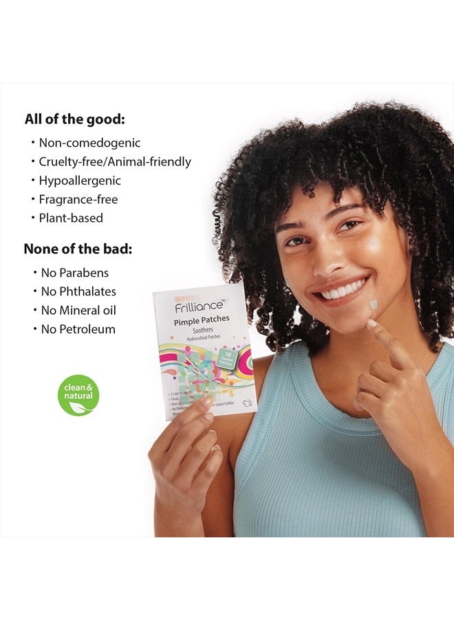 Frilliance Green Square Soothing Aloe & Hydrocolloid Acne Pimple Patches for Zits and Blemishes (18 Count, 2 Sizes) Spot Treatment Stickers for Face & Skin, Vegan and Cruelty Free - Image 2