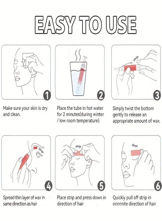 KIDWILL 1pc Sticky Eyebrow Wax Kit, Face Waxing Kit for Upper Lip Cheeks Chin with 20pcs Mini Waxing Strips, Eyebrow Shaper Wax Kit, 5g Natural Vegan Brow Styling Wax for All Skin Type for Women - Image 4