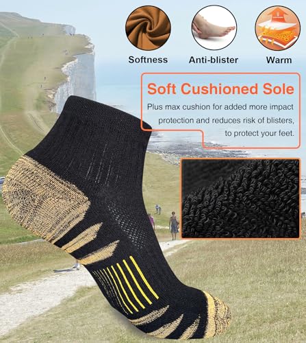 Heyoboy Womens Ankle Anti-blister Thick Cushioned Cotton Wicking Hiking Athletic Running Socks 5 Pairs - Image 3