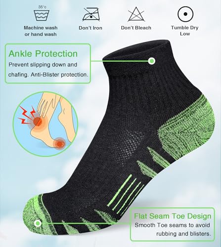 Heyoboy Womens Ankle Anti-blister Thick Cushioned Cotton Wicking Hiking Athletic Running Socks 5 Pairs - Image 2