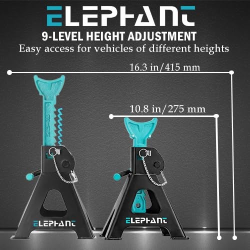 Elephant Heavy Duty 3 Ton Car Jack Stand | Self-Locking Ratchet Handle | Automotive | Set of 2 | JS-3T - Image 4
