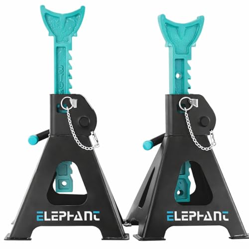 Elephant Heavy Duty 3 Ton Car Jack Stand | Self-Locking Ratchet Handle | Automotive | Set of 2 | JS-3T - Image 1