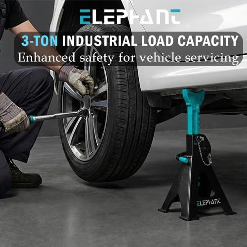 Elephant Heavy Duty 3 Ton Car Jack Stand | Self-Locking Ratchet Handle | Automotive | Set of 2 | JS-3T - Image 5