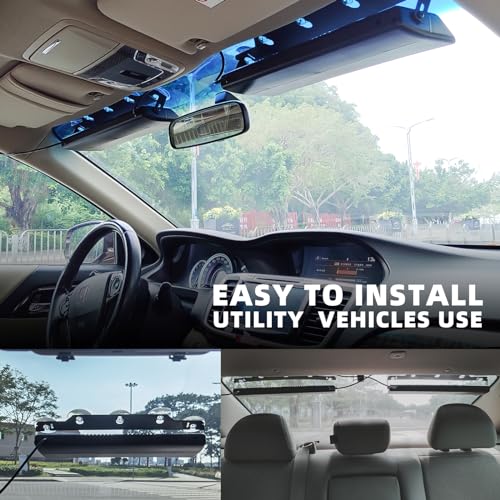 PKINGLAKE 2 in 1 LED Emergency Dash Strobe Light Bar Front/Rear Windshield Safety Flashing Warning Hazard Interior Lights for Police Firefighter Construction Vehicles Trucks (2x14 inch, Blue/Blue) - Image 3