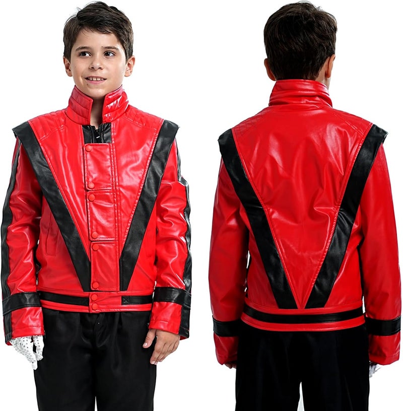 Ciguo Red and Black Leather Jacket Cosplay PU Coat - Image 2