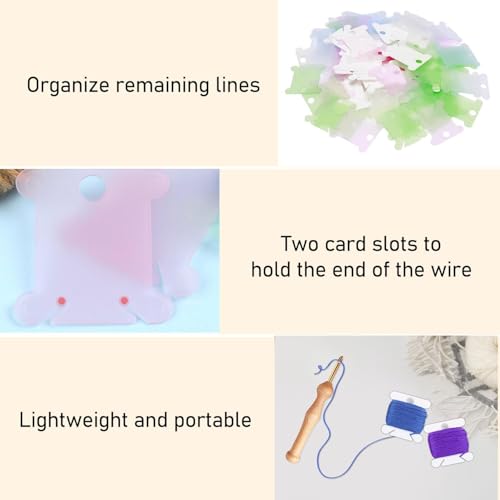 TecoKart 22PCS Punch Needle Set - 9 Sizes, Needle Threader, Wooden Handle Embroidery Pen, Floss Winding Board, DIY Sewing Tools - Image 5
