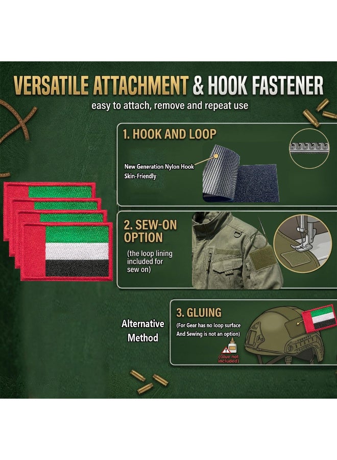 4 رقع مطرزة بعلم الإمارات العربية المتحدة، رقعة معنوية مزودة بشريط لاصق، شعارات الإمارات للزي العسكري، حقائب الظهر، السترات، القبعات، 8 × 5 سم - Image 3