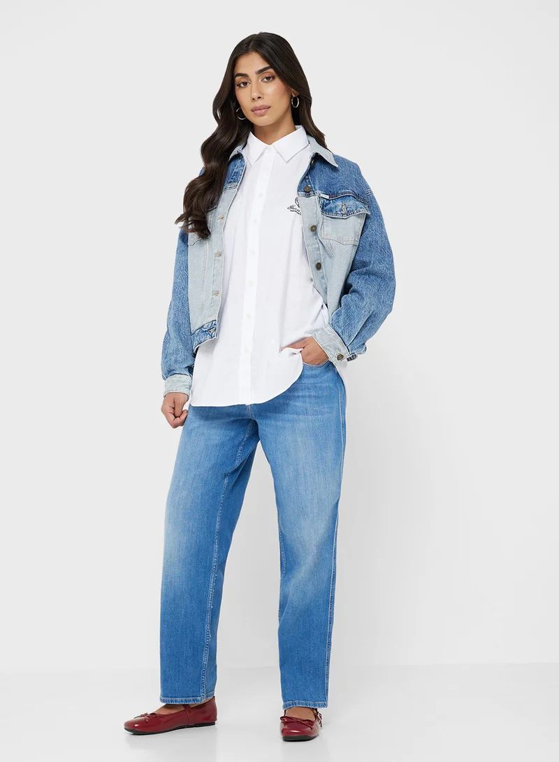 Guess Jeans Logo Detail High Waist Boyfriend Jeans
