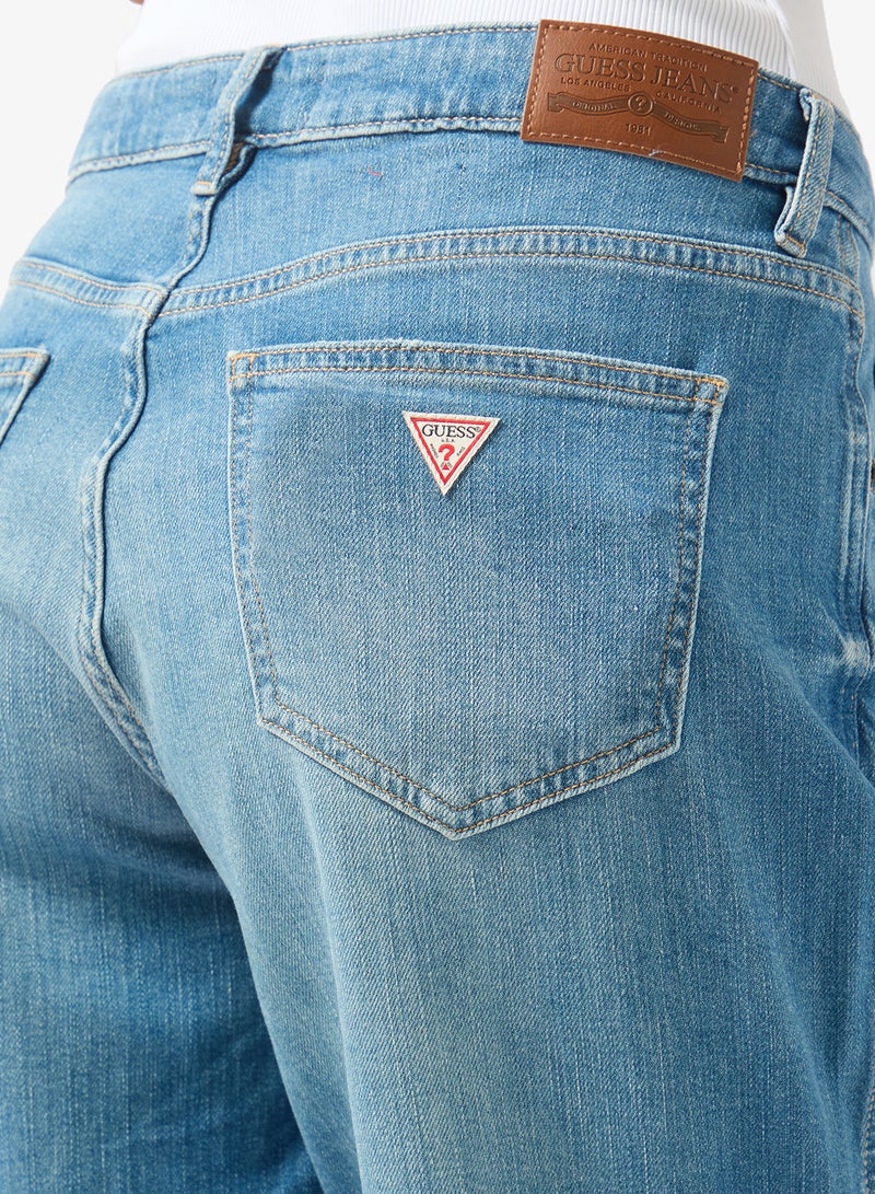 GUESS Logo Detail High Waist Boyfriend Jeans - Image 5