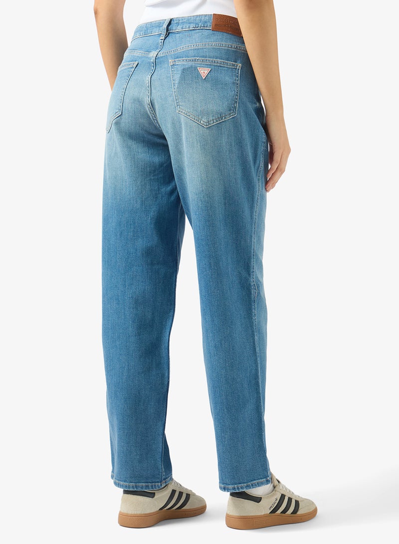 GUESS Logo Detail High Waist Boyfriend Jeans - Image 3