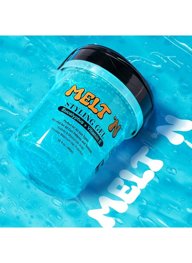 EBIN NEW YORK Melt'N Styling Gel Eucalyptus Oil And Vitamin E 16Oz Strong Hold Styling Hydrates And Moisturize Gives High Shine And Refreshing And Cooling Sensation No Frizz Or Brekage  - Image 2