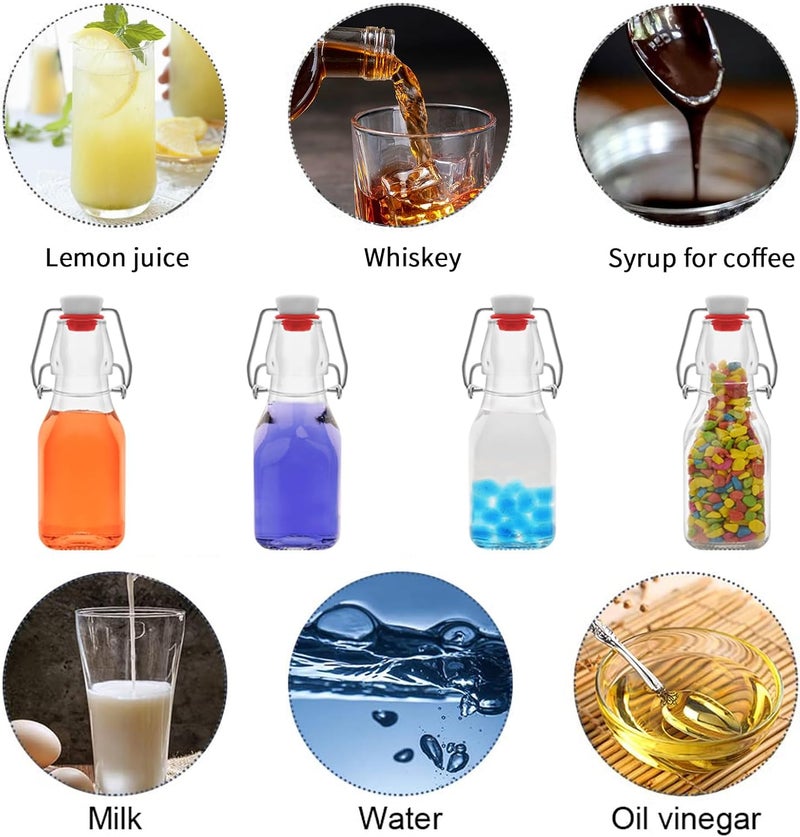 eispap 4Pcs 4 oz Swing Top Glass Bottles,Flip Top Glass bottles with airtight Caps for Home Brewing Beer,Kombucha,2nd Fermentation,Kefir,Beverages,Soda,Oils,Vinegar,Limoncello,Vanilla extract (4PC) - Image 3