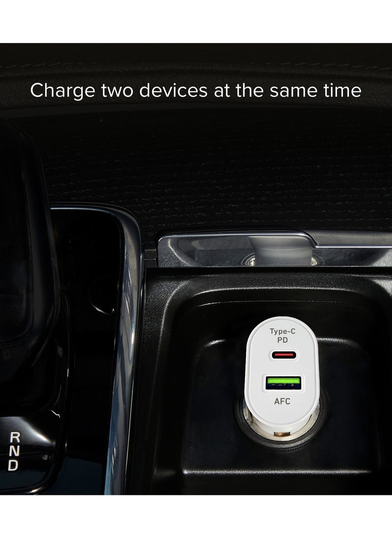 SBS - Car Charger PD 20W dual ports 12/24 V Type-C PD 20W + 1 USB 2,1 A, Perfect for iPhone, Samsung, Xiaomi and many other Android devices, this charger quickly powers your devices - Image 1