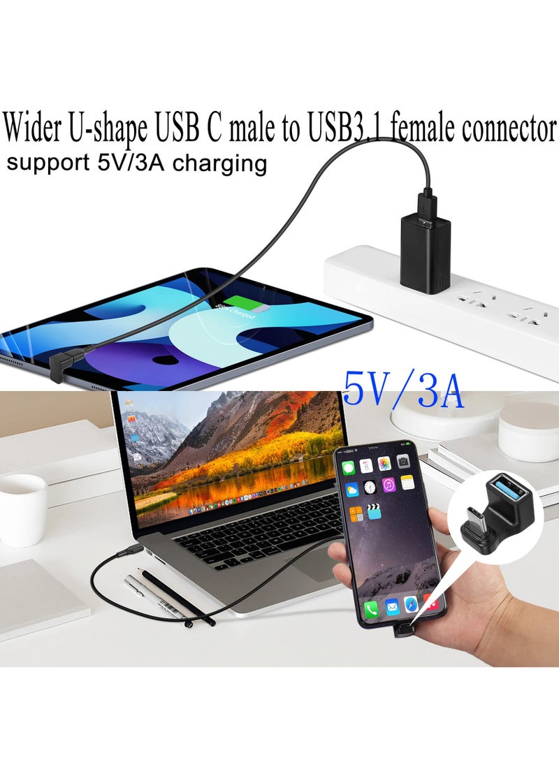 Zikra Wider U-Shaped Angle USB C to USB3.1 Adapter 10Gbps Type C Male to USB3.1 Female Wide Distance 180¬∞ Angle Connector, for Audio/Video Transfer OTG, for Steam Deck Smartphone Laptop Tablet, 2Pcs - Image 4