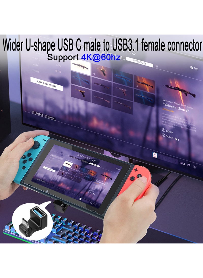 Zikra Wider U-Shaped Angle USB C to USB3.1 Adapter 10Gbps Type C Male to USB3.1 Female Wide Distance 180¬∞ Angle Connector, for Audio/Video Transfer OTG, for Steam Deck Smartphone Laptop Tablet, 2Pcs - Image 2
