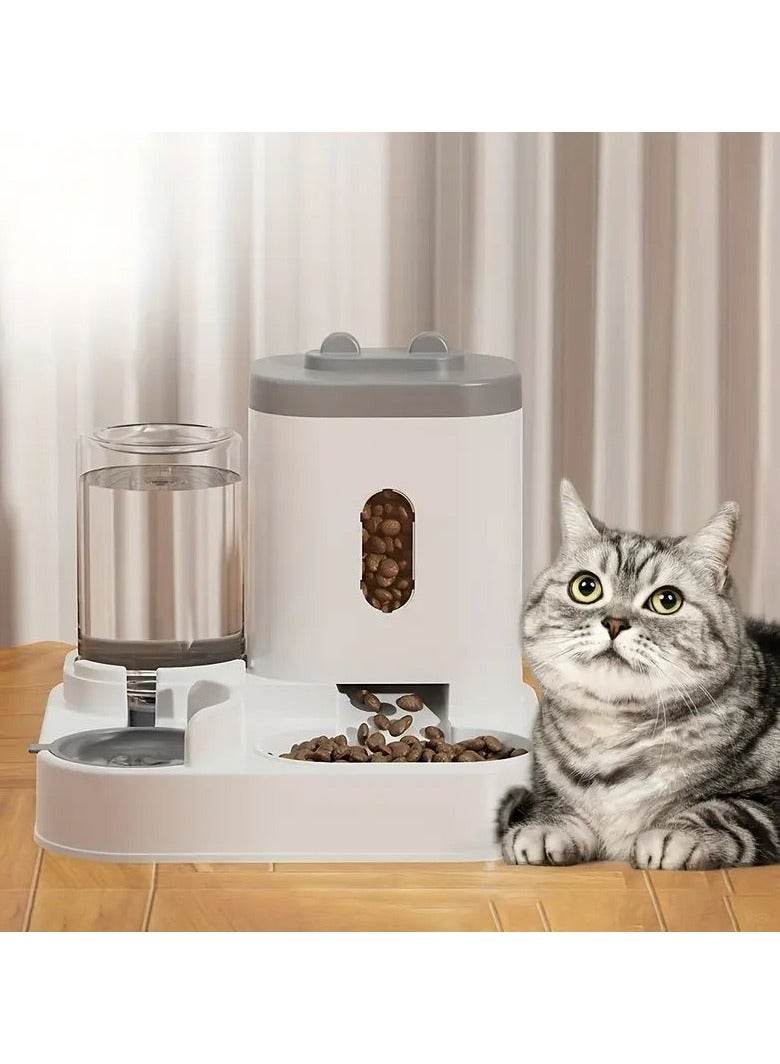 Bukela Automatic Cat Feeder,  2-in-1 Cat Food Feeding and Drinking Device, 1 Set | Automatic Operation, No Wireless/Battery Needed, Sizeful, Good Material, Designed for Cats, Meeting Daily Feeding Needs - Image 1