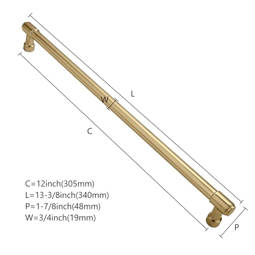ZAUYX Solid Heavy Duty Jasper Pull Brushed Gold Appliance Pull 12 Inch Brushed Brass Cabinet Pulls Extra Long Kitchen Cabinet Handles Cabinet Hardware Kitchen Handles for Drawer Cupboard Handles - Image 3