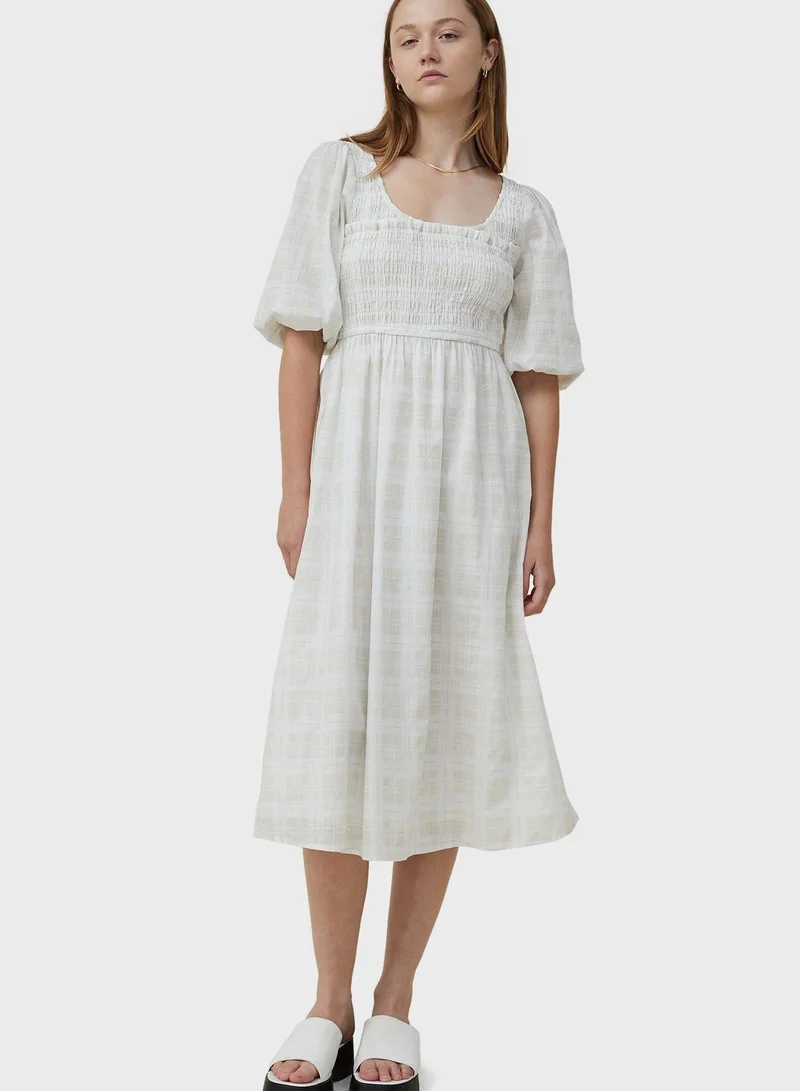 Cotton On Back Tie Detail Puff Sleeve Dress