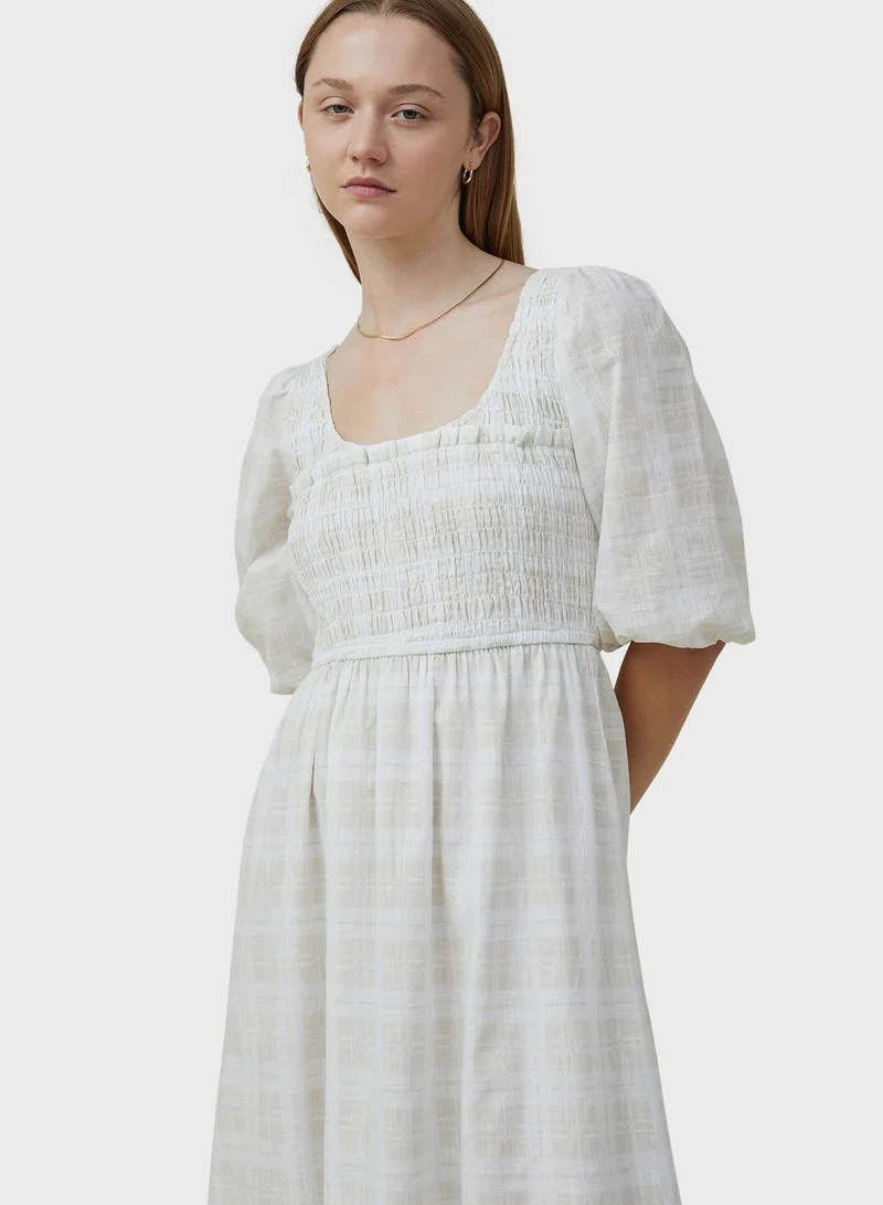 Cotton On Back Tie Detail Puff Sleeve Dress
