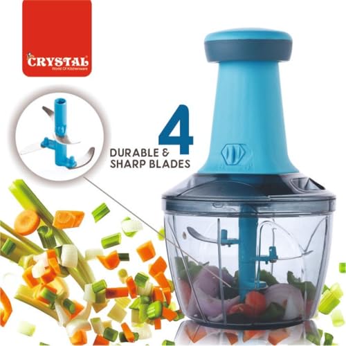 Crystal 800ml Hand Press Fruit and Vegetable Push Chopper/Cutter for Kitchen, Surgical Steel Blades, ABS Body - Image 2