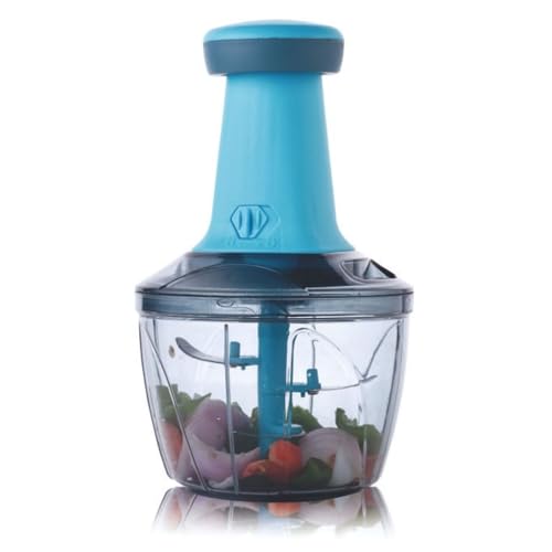 Crystal 800ml Hand Press Fruit and Vegetable Push Chopper/Cutter for Kitchen, Surgical Steel Blades, ABS Body - Image 1