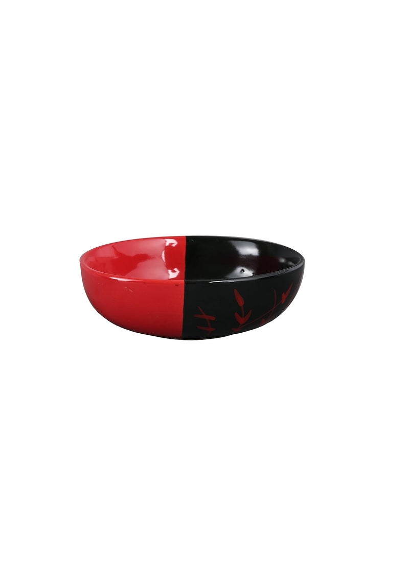 Caffeine Caffeine Ceramic Handmade Half Red & Black Bamboo Dinner Set (19 pcs Microwave Safe & Dishwasher Safe)  - Image 3