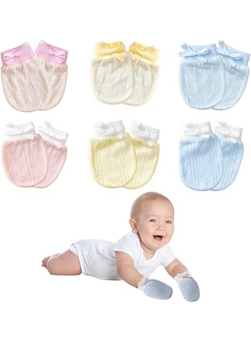 سايكفو 6 أزواج من قفازات الأطفال المقاومة للخدش، مناسبة للأطفال حديثي الولادة من الأولاد والبنات، قابلة للتعديل ومرنة، شبكية تسمح بمرور الهواء، مقاومة للخدش، مناسبة للأطفال من عمر 0-3-6-12 شهرًا. - Image 1