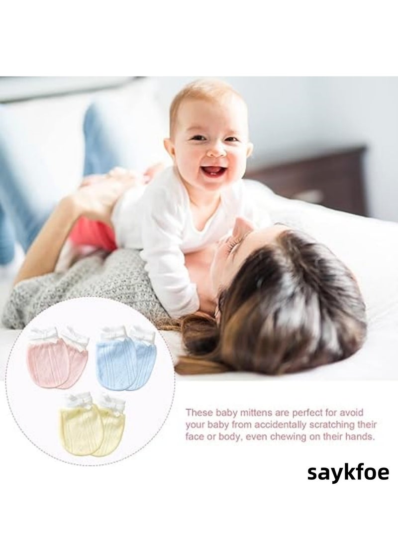 سايكفو 6 أزواج من قفازات الأطفال المقاومة للخدش، مناسبة للأطفال حديثي الولادة من الأولاد والبنات، قابلة للتعديل ومرنة، شبكية تسمح بمرور الهواء، مقاومة للخدش، مناسبة للأطفال من عمر 0-3-6-12 شهرًا. - Image 2