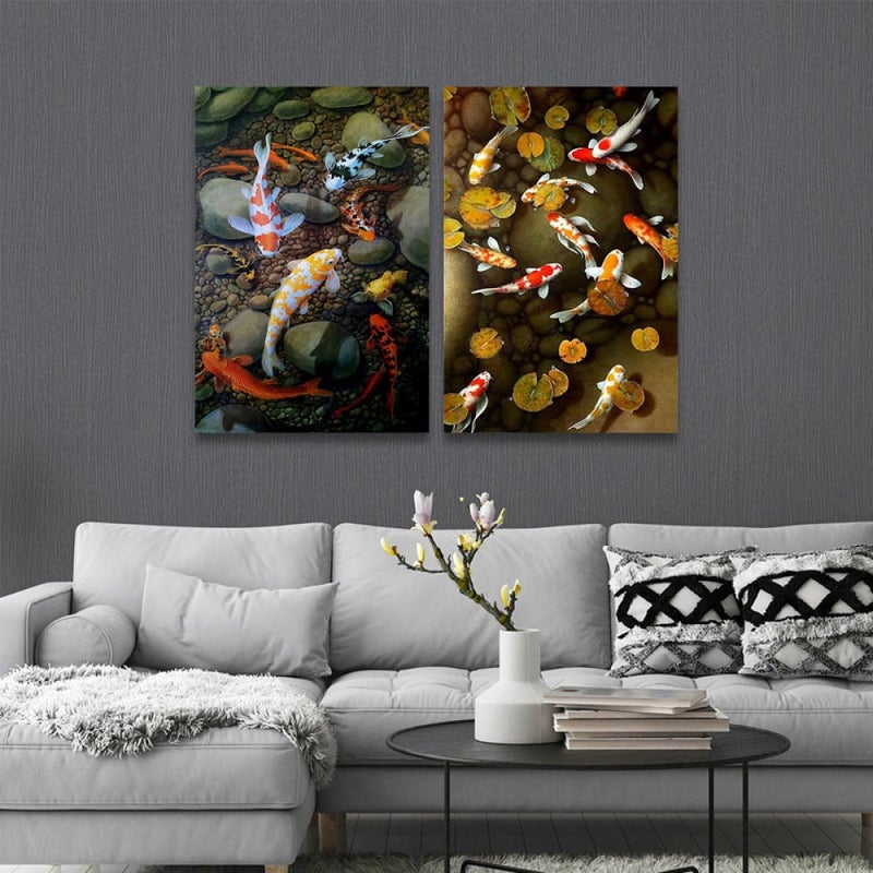 Marktna Double canvas painting with a fish design - Image 1