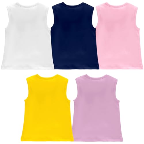 Kuchipoo Girls Regular Fit Sleeveless Cotton T-Shirts (KUC-TSHRT-428, 13-14 Years, Multi-Colored) - Image 2