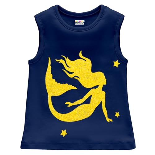 Kuchipoo Girls Regular Fit Sleeveless Cotton T-Shirts (KUC-TSHRT-428, 13-14 Years, Multi-Colored) - Image 3