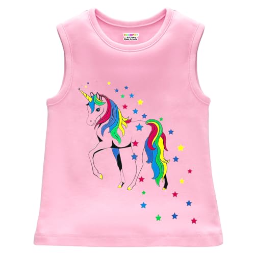 Kuchipoo Girls Regular Fit Sleeveless Cotton T-Shirts (KUC-TSHRT-428, 13-14 Years, Multi-Colored) - Image 4