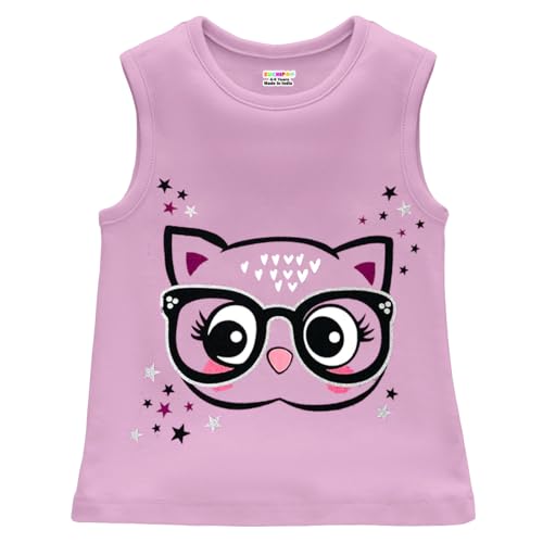 Kuchipoo Girls Regular Fit Sleeveless Cotton T-Shirts (KUC-TSHRT-428, 13-14 Years, Multi-Colored) - Image 5