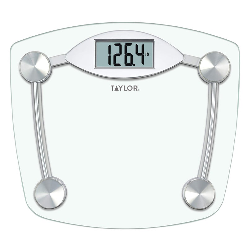 Taylor Digital Bathroom Scale Highly Accurate Body Weight Scale Instant On and Off 400 lb Sturdy Clear Glass with Chrome Finish Base