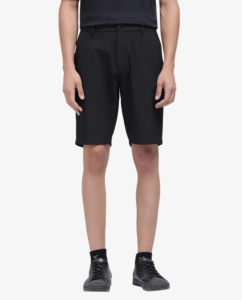 Rare Rabbit Rare Rabbit Men Tripco Black Button And Zip Closure Relaxed Fit Plain Shorts