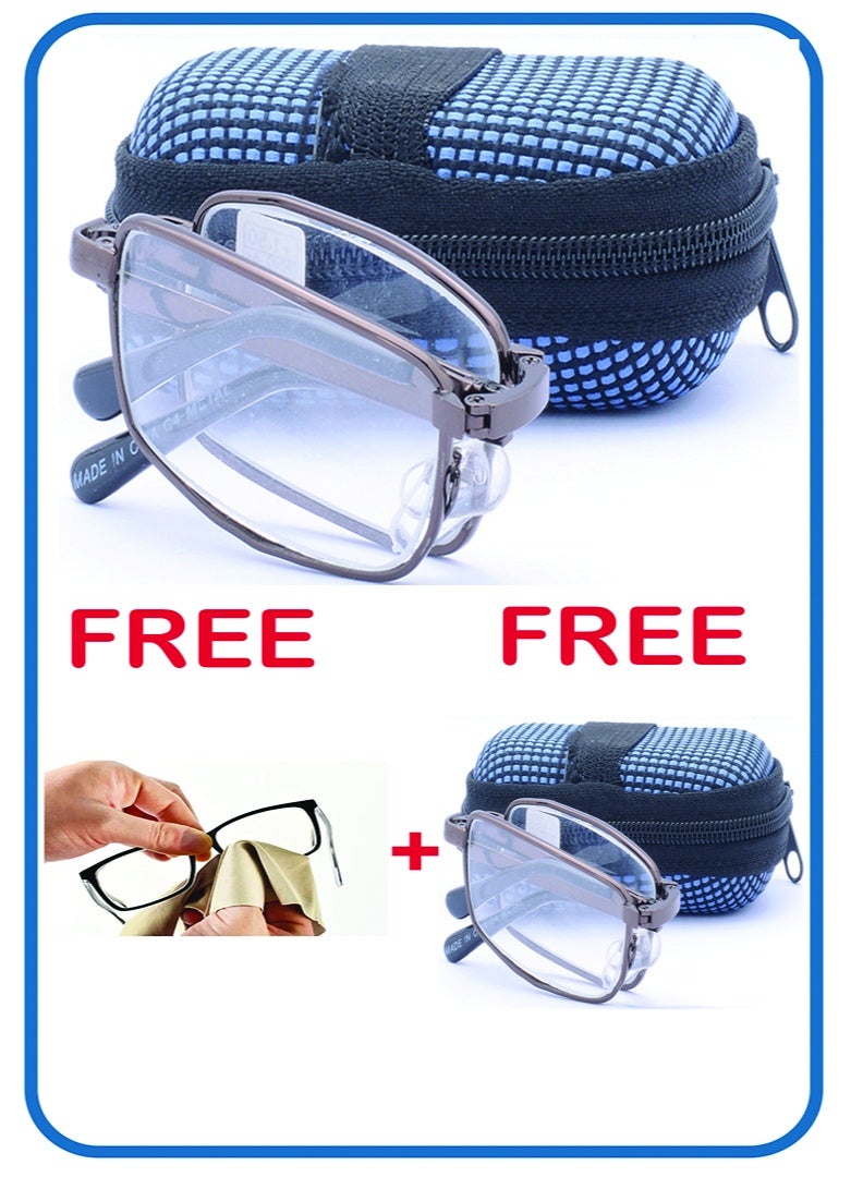 نظارة قراءة قابلة للطي للرجال والنساء ــ مع الجراب السوسته والمنديل الاصللي - Image 2