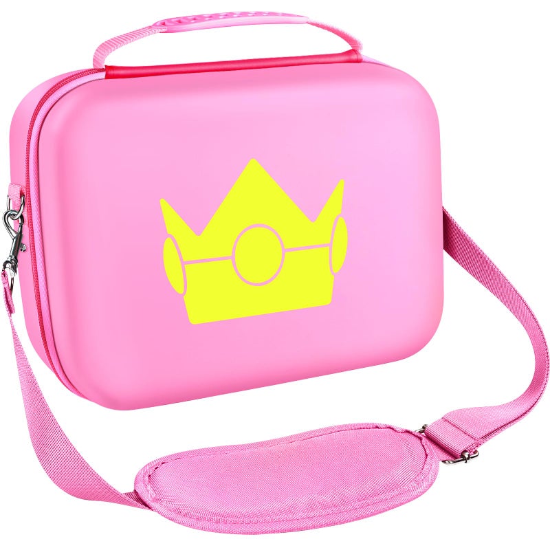 ivoler Carrying Storage Case for Nintendo Switch/Switch OLED Model,Portable Travel All Protective Hard Messenger Bag Soft Lining 18 Games for Switch Console Pro Controller & Accessories (Pink) - Image 1