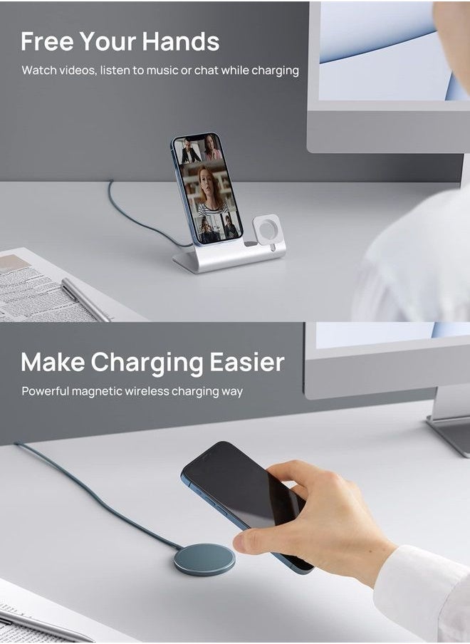 JSAUX Magnetic Wireless Charger Compatible with MagSafe Charger/iPhone 14/14 Pro/14 Plus/14 Pro Max/ 13/13 Pro/13 Pro Max/13 Mini/ 12, Wireless Charging Pad, Mag Charger (Blue) 