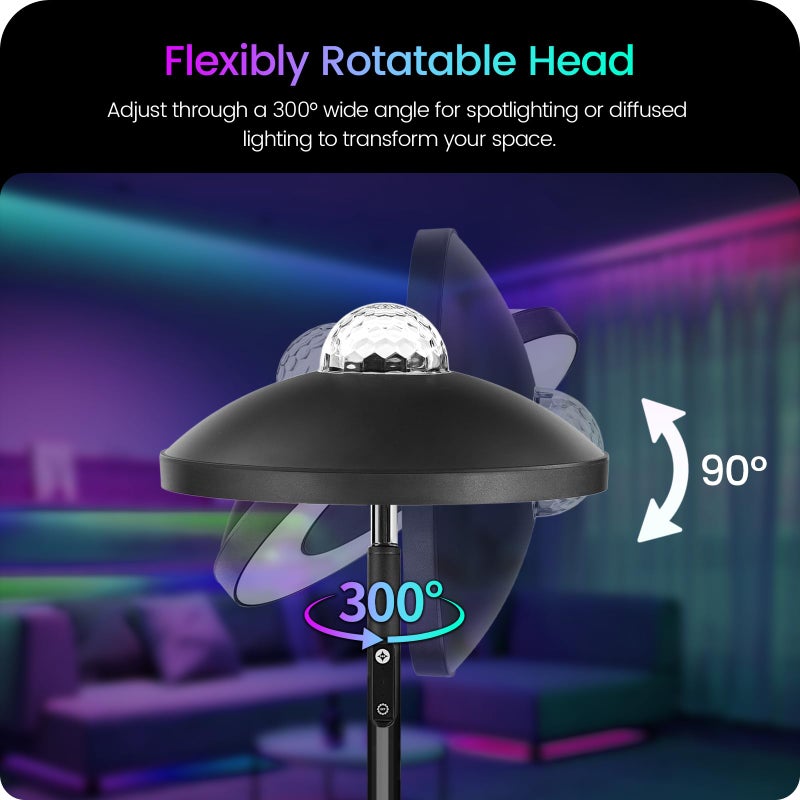 GOEBLESON LED Floor Lamp with RGB Galaxy Projector, 18W Double Sided Corner Light Rotatable, Dimmable Standing Lamp with Remote, Black Modern Lamp for Living Room, Bedroom, Kids Room, Gaming B14LD05 - Image 4