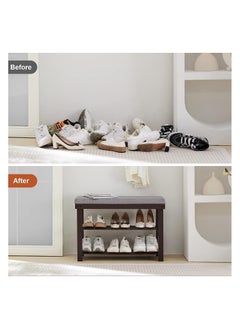 XICEN 2-Tier Shoe Rack Organizer Bench With Cushion Padded Seat For Hallway Entryway 8 Pairs Of Shoe（80x32x53cm ）  - Image 5