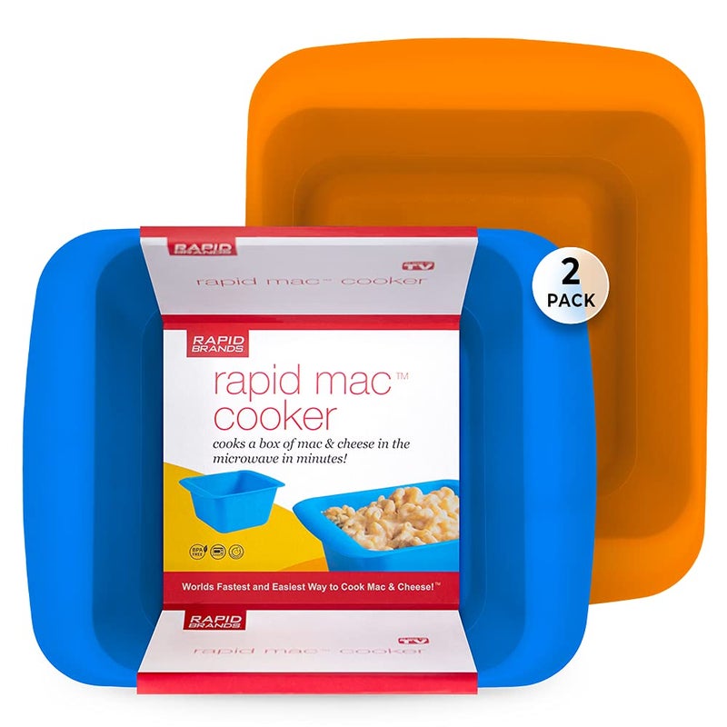 Rapid Brands Rapid Mac Cooker  Microwave Macaroni  Cheese in 5 Minutes  Perfect for Dorm Small Kitchen or Office  DishwasherSafe Microwaveable BPAFree Blue  Orange 2Pack