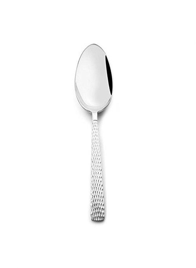 FnS - Stainless Steel, Madrid Style - Serving Spoon, 1 Piece, Large Size, Silver Color with Hammer Finish Handle - Suitable Table Accessory Kitchen Dining Food Serving Purpose - Image 1