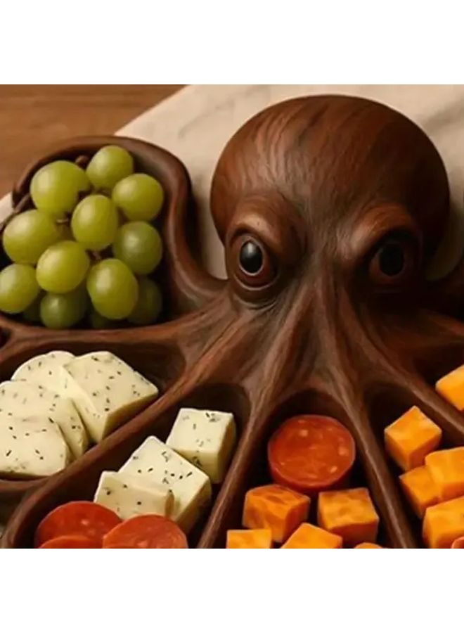 Wooden Octopus Charcuterie Platter Model C 8 Serving Festive Kitchen Decor - Image 4