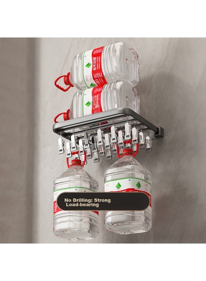 Jiadu Foldable Sock Hanger, No-drill Wall-mounted Drying Rack, Windproof Sock Clip, Multi-head Clothes Drying Hanger