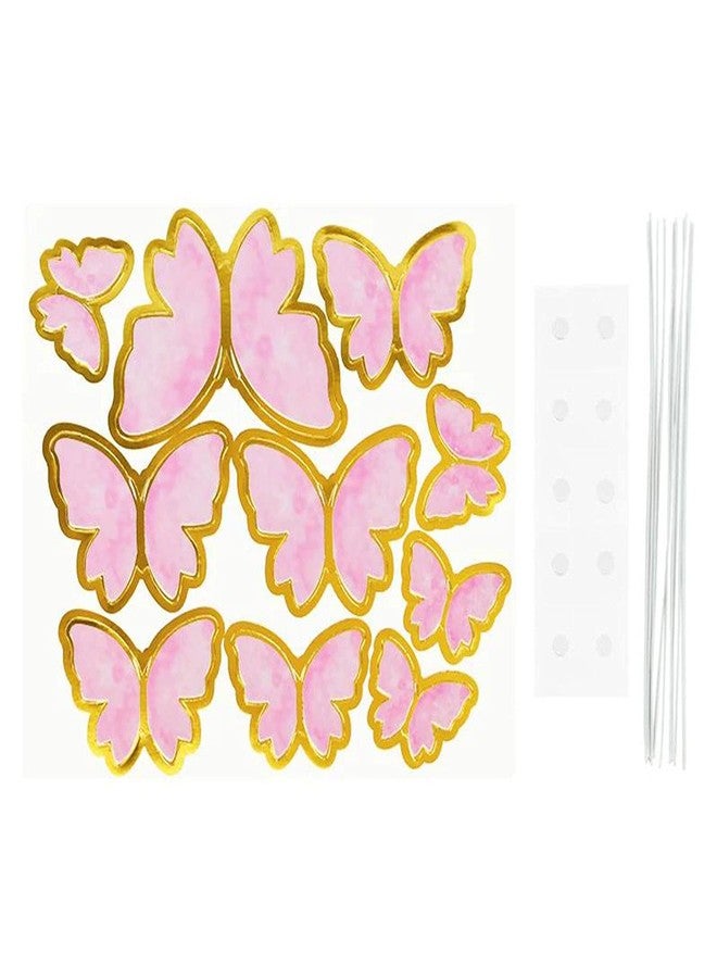 ZaneGear Firot 22pcs Pink Butterfly Cupcake Topper with 1 pcs Happy Birthday Wire Birthday Cake Topper Set for Wedding Party Cake Wall Butterflies Food Decorations Color Mixed Size - Image 5