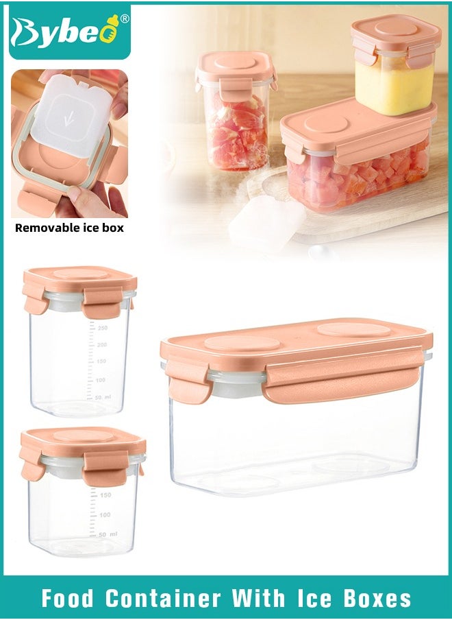 Bybeo 3Pcs Baby Food Containers With Removable Ice Pack, Reusable Baby Food Storage Box, Snack Container with Lids for Infant & Babies, Microwave & Dishwasher Friendly, BPA Free, Easy to Store & Keep Fresh  - Image 1