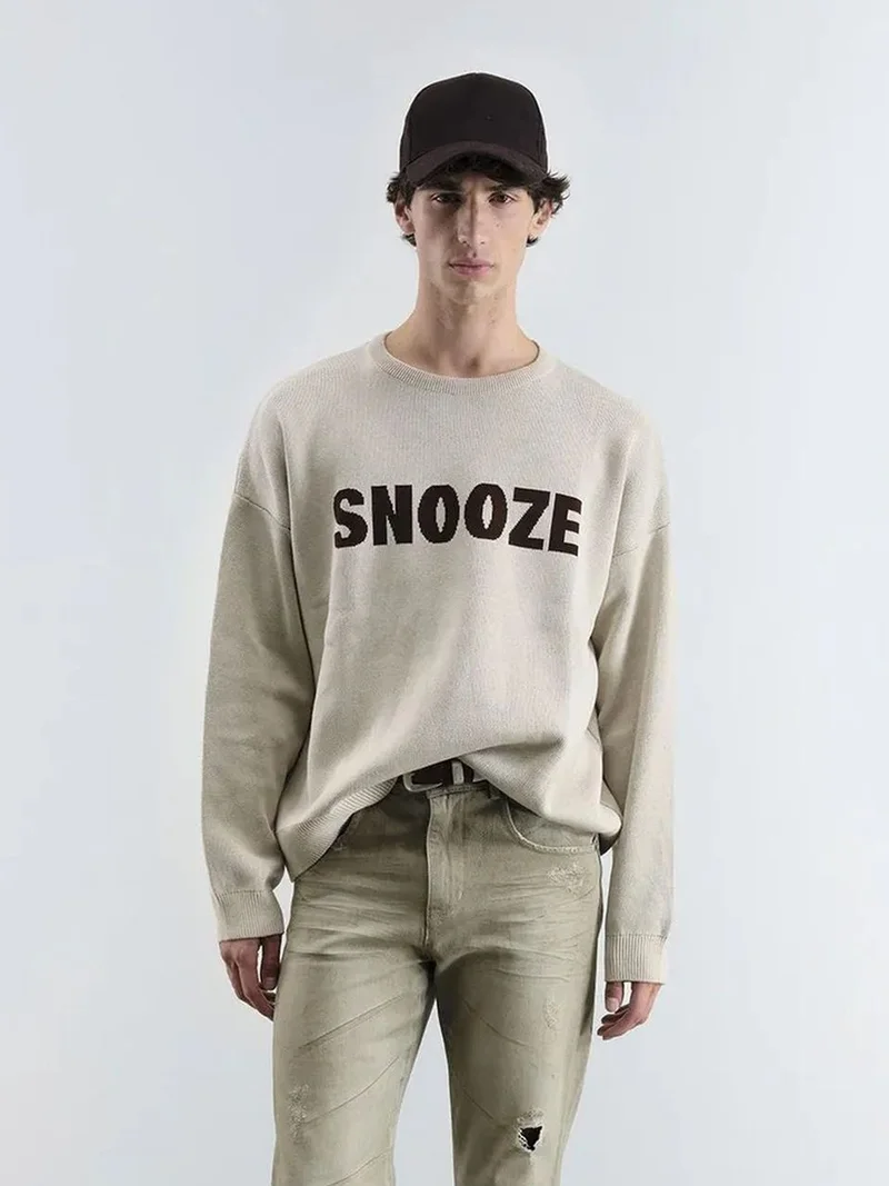 GIESTO Men's Cotton Crew Neck Text Print Sweater