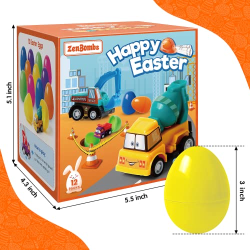 ZenBombs 12 Plastic Easter Eggs Filled with PullBack Engineering Toys Gift for Easter Egg Hunt Birthday Party for Kids Over 3 Years Old - Image 5