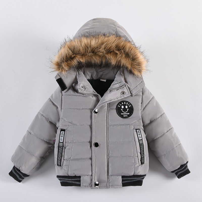 Winter Thick Warm Cotton Jacket Boys M718-dark gray 