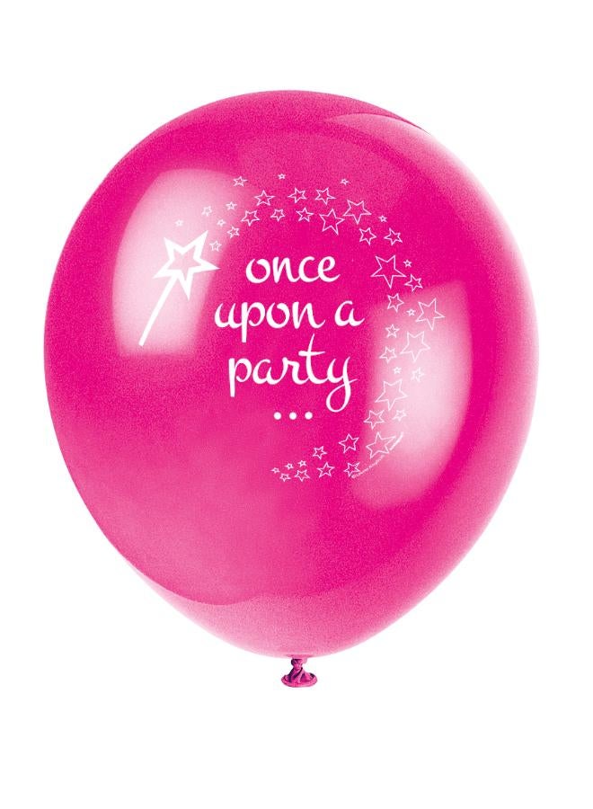 Unique 12" Pink Princess and Unicorn Balloons - Pack of 8 - Image 2
